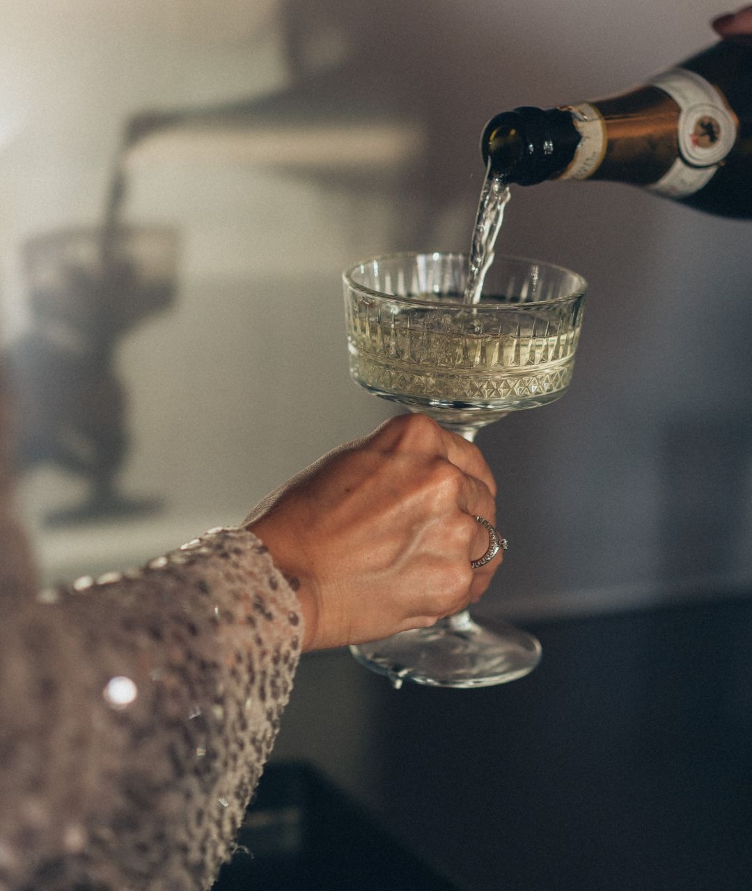 pouring champagne